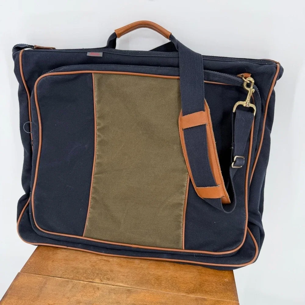 VTG 80s‎ G.H. Bass American Heritage Canvas Leather Garment Bag Complete
